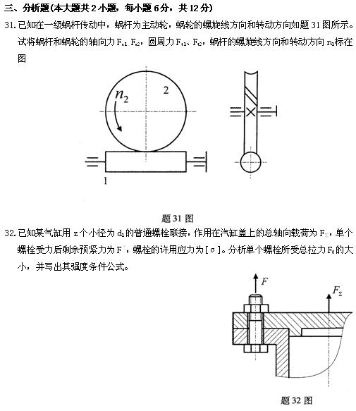 全国2010年4月高等教育自学考试机械设计基础试题