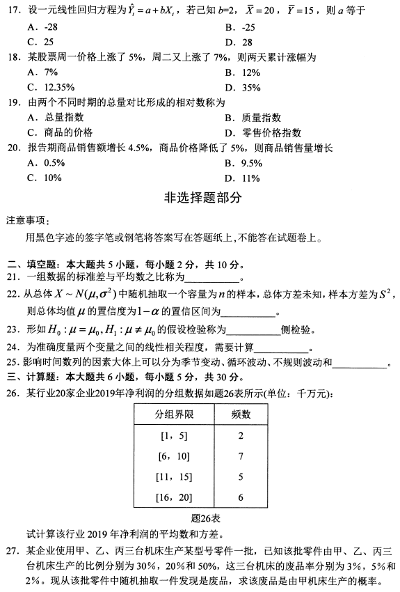 2021年10月贵州省自考00994数量方法(二)真题(图3)